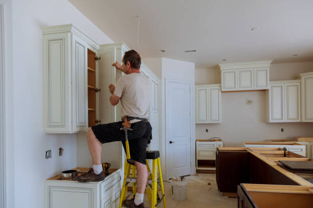 Kitchen island installation in Milford by JMT Kitchen Cabinet